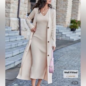 SHEIN Violet Long Sleeve Maxi Dress with Cardigan